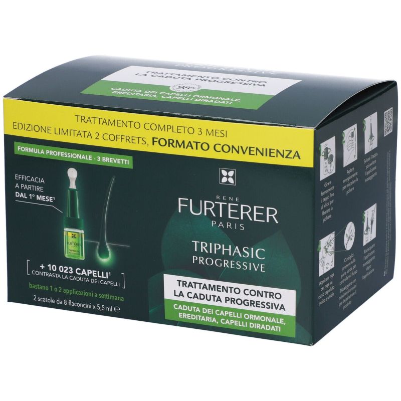 RENE FURTERER TRIPHASIC PROGRESSIVE TRATTAMENTO CONTRO LA CADUTA COFFRET DUO 2 CONFEZIONI 8 FLACONCINI - Apotecalab srl