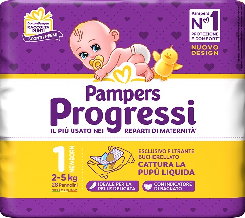 PAMPERS PROGRESSI NEWBORN PANNOLINO 1 2-5KG 28 PEZZI - Apotecalab srl