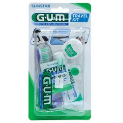 GUM TRAVEL KIT VIAGGIO 1 SPAZZOLINO PIEGHEVOLE GUM TRAVEL + 1 DENTIFRICIO VIAGGIO 12 ML + 1 ROCCHETTO FILO INTERDENTALE 10MT + 2 SCOVOLINI GOMMA GUM SOFT PICKS - Apotecalab srl