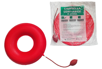 CIAMBELLA GONFIABILE PER INVALIDI IN GOMMA ROSSA TEAM DELUXE CON POMPA 40CM DIAMETRO - Apotecalab srl