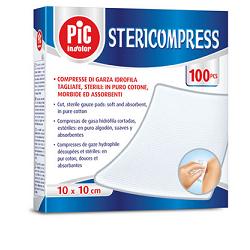 GARZA COMPRESSA IDROFILA PIC STERICOMPRESS 10X10 CM 4 BUSTE  25 PEZZI - Apotecalab srl