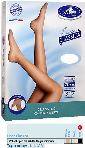 SAUBER COLLANT OPEN TOE MAGLIA MICRORETE 70 DEN COLORE NEUTRO BEIGE 4 LINEA CLASSICA - Apotecalab srl