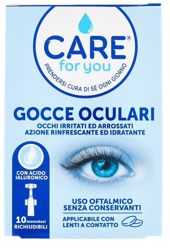 CARE FOR YOU GOCCE OCULARI OCCHI IRRITATI ARROSSATI 10 MONODOSE DA 0,5 ML - Apotecalab srl