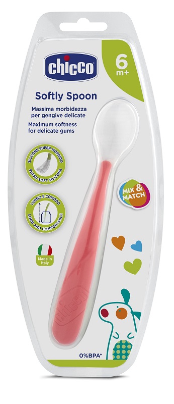 CHICCO CUCCHIAIO MORBIDO SILICONE 6M+ ROSSO UP - Apotecalab srl
