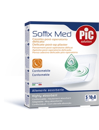 CEROTTO PIC SOFFIX MED IN TNT CON TAMPONE CENTRALE ASSORBENTE STERILE MONOUSO 10X8 CM ANTIBATTERICO 5 PEZZI - Apotecalab srl
