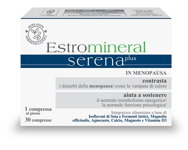 ESTROMINERAL SERENA PLUS 30 COMPRESSE SENZA GLUTINE SENZA LATTOSIO SENZA CONSERVANTI SENZA COLORANTI AGGIUNTI - Apotecalab srl