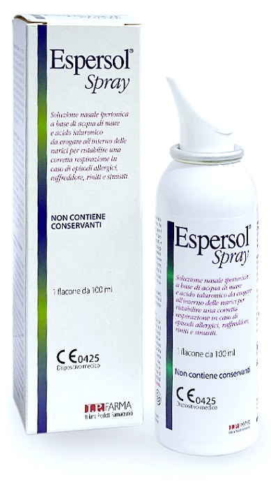 SOLUZIONE NASALE ESPERSOL SPRAY IPERTONICA A BASE DI ACQUA DI MARE E ACIDO IALURONICO 0,02% 100ML - Apotecalab srl