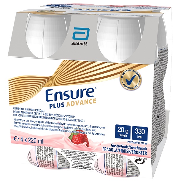 ENSURE PLUS ADVANCE FRAGOLA 4 BOTTIGLIE DA 220 ML - Apotecalab srl