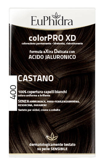 EUPHIDRA COLORPRO XD 400 CASTANO GEL COLORANTE CAPELLI IN FLACONE + ATTIVANTE + BALSAMO + GUANTI - Apotecalab srl