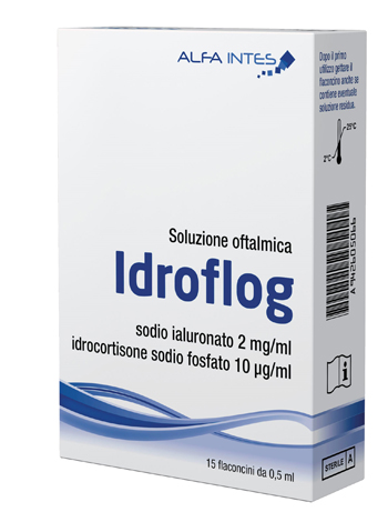 SOLUZIONE OFTALMICA IDROFLOG A BASE DI IALURONATO DI SODIO E IDROCORTISONE SODIO FOSFATO 15 FLACONCINI DA 0,5 ML - Apotecalab srl