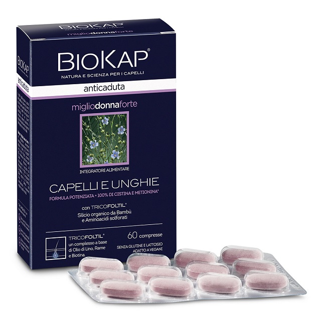 BIOKAP ANTICADUTA MIGLIO DONNA FORTE CON TRICOFOLTIL 60 COMPRESSE - Apotecalab srl