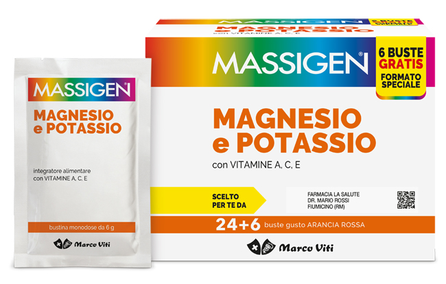 MASSIGEN MAGNESIO POTASSIO 24 BUSTINE + 6 BUSTINE - Apotecalab srl