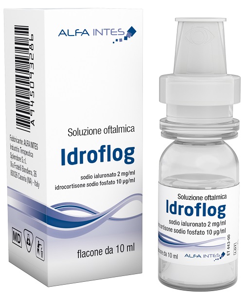 SOLUZIONE OFTALMICA IDROFLOG ACIDO IALURONATO 2 MG/ML E IDROCORTISONE SODIO FOSFATO 10 MCG/ML 10 ML - Apotecalab srl