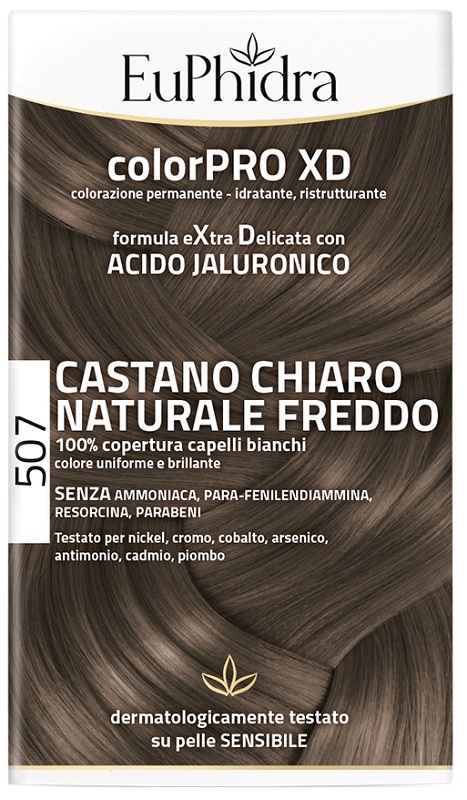EUPHIDRA COLORPRO XD 507 CASTANO CHIARO NATURALE F COLORE + ATTIVANTE + BALSAMO + CUFFIA + GUANTI - Apotecalab srl