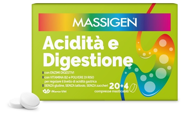 MASSIGEN ACIDITA' E DIGESTIONE 24 COMPRESSE MASTICABILI - Apotecalab srl