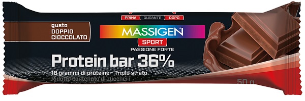 MASSIGEN SPORT PROTEIN BARRETTA 36% DOPPIO CIOCCOLATO 35 G - Apotecalab srl