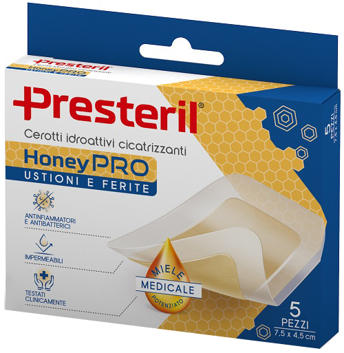 CEROTTO IDROATTIVO CICATRIZZANTE PRESTERIL HONEYPRO 5X7 CM 5 PEZZI - Apotecalab srl