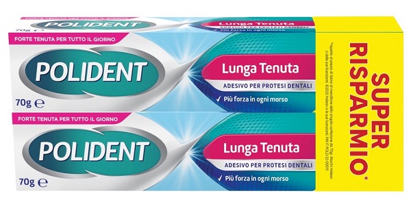 ADESIVO PROTESI DENTALI POLIDENT LUNGA TENUTA 2 TUBETTI X 70 G - Apotecalab srl
