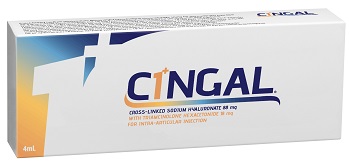 SIRINGA PRERIEMPITA INTRA ARTICOLARE CINGAL 4 ML 22MG/ML ACIDO RETICOLATO CON 4,5 MG/ML TRIAMCINOLONE ESACETONIDE - Apotecalab srl