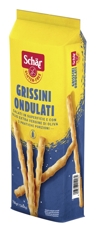 SCHAR GRISSINI ONDULATI SALATI IN SUPERFICIE 3 PORZIONI DA 50 G - Apotecalab srl