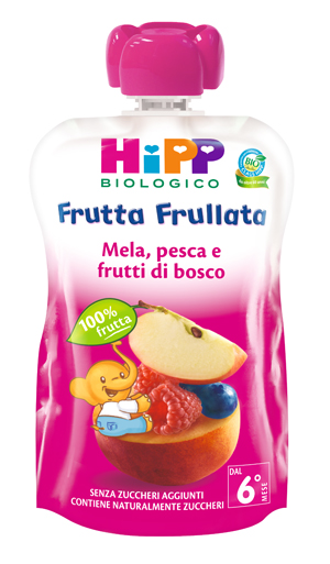 HIPP BIO FRUTTA FRULLATA MELA PESCA FRUTTI DI BOSCO 90 G - Apotecalab srl