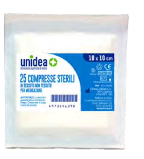 GARZA COMPRESSA UNIDEA TESSUTO NON TESSUTO 10X10 CM 25 PEZ ZI - Apotecalab srl