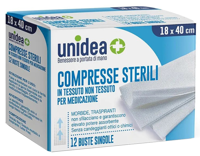 GARZA COMPRESSA UNIDEA IN TESSUTO NON TESSUTO 18X40 12 PEZZI - Apotecalab srl