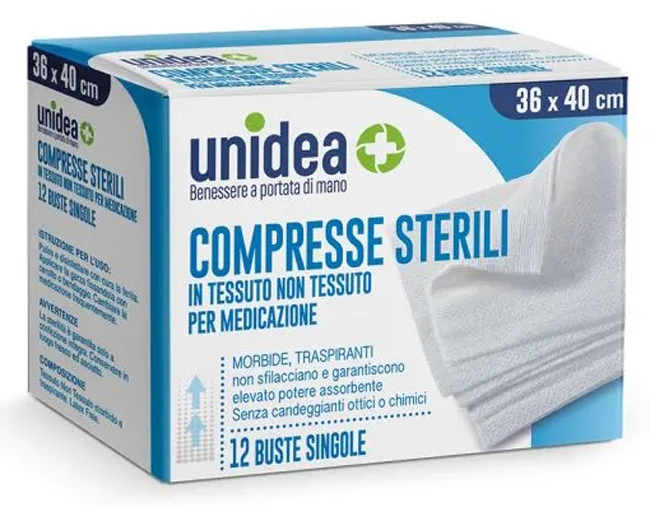 GARZA COMPRESSA UNIDEA IN TESSUTO NON TESSUTO 36X40 12 PEZZI - Apotecalab srl