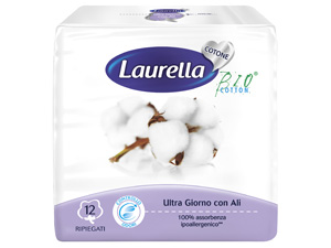 ASSORBENTE LAURELLA IN COTONE ULTRA GIORNO CON ALI 12 PEZZI - Apotecalab srl