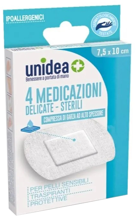 MEDICAZIONE STERILE UNIDEA TESSUTO NON TESSUTO 7,5X10 CM 4 PEZZI - Apotecalab srl