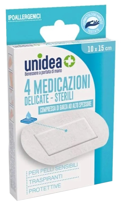 MEDICAZIONE STERILE UNIDEA TESSUTO NON TESSUTO 10X25 CM 4 PEZZI - Apotecalab srl