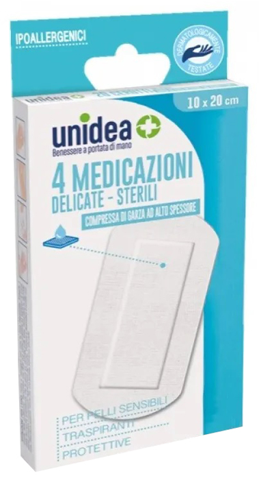 MEDICAZIONE STERILE UNIDEA TESSUTO NON TESSUTO 10X20 CM 4 PEZZI - Apotecalab srl