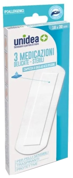 MEDICAZIONE STERILE UNIDEA TESSUTO NON TESSUTO 10X30 CM 3 PEZZI - Apotecalab srl