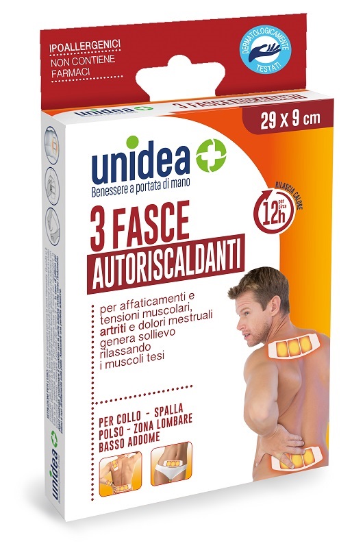 FASCIA RISCALDANTE UNIDEA 29X9 CM 3 PEZZI - Apotecalab srl