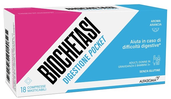 BIOCHETASI DIGESTIONE POCKET 18 COMPRESSE MASTICABILI - Apotecalab srl