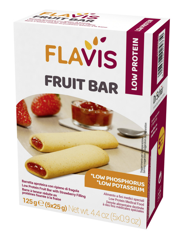 FLAVIS FRUIT BAR BARRETTA APROTEICA CON RIPIENO DI FRAGOLA 5 PEZZI DA 25 G - Apotecalab srl
