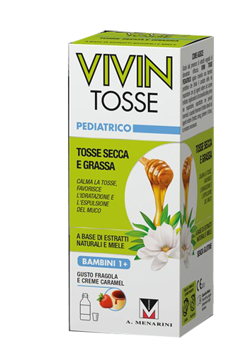 VIVIN TOSSE PEDIATRICO SCIROPPO PER TOSSE SECCA E GRASSA GUSTO FRAGOLA E CREME CARAMEL 150 ML - Apotecalab srl