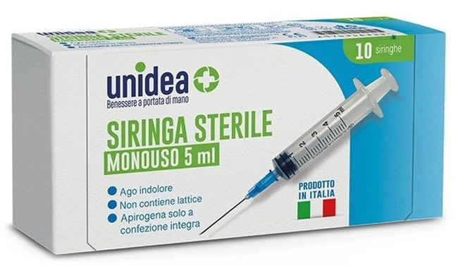 UNIDEA SIRINGA DA 5ML MONOUSO 10 PEZZI - Apotecalab srl