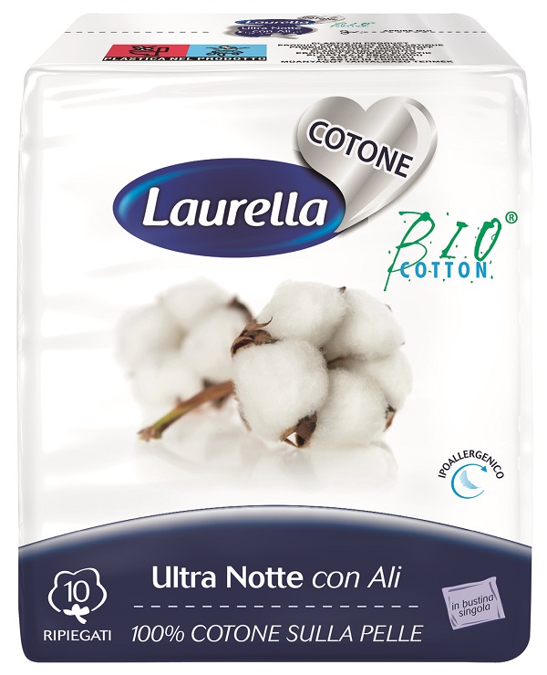 ASSORBENTE LAURELLA PER DONNA IN COTONE ULTRA ALI NOTTE 10 PEZZI - Apotecalab srl