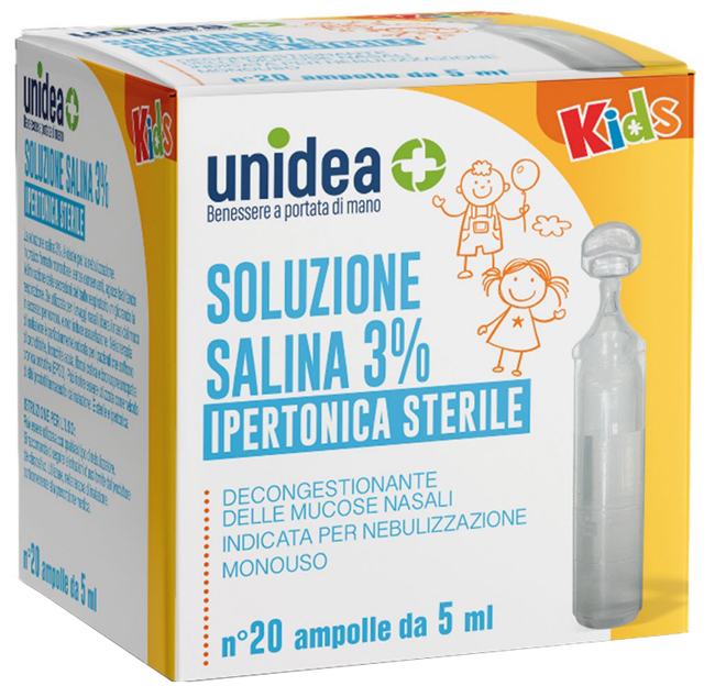 UNIDEA SOLUZIONE SALINA IPERTONICA 3% 20 AMPOLLE 5 ML - Apotecalab srl