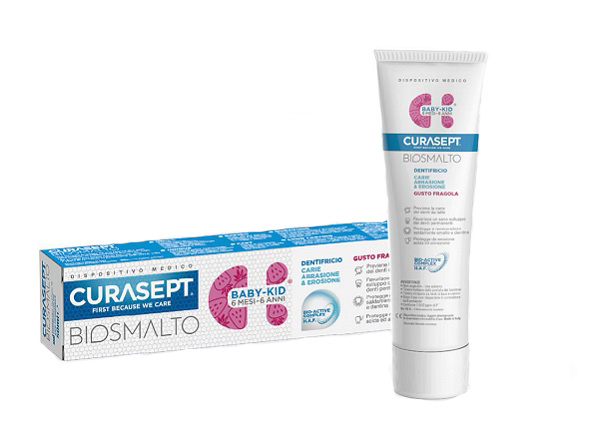 CURASEPT BIOSMALTO DENTIFRICIO BABY KID FRAGOLA CARIE ABRASIONE & EROSIONE 50 ML - Apotecalab srl