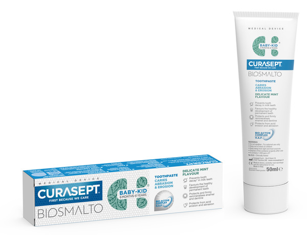 CURASEPT BIOSMALTO DENTIFRICIO BABY KID MENTA CARIE ABRASIONE & EROSIONE 50 ML - Apotecalab srl