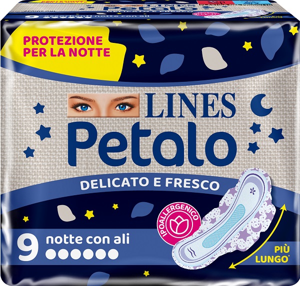 LINES PETALO BLU ASSORBENTE NOTTE 9 PEZZI - Apotecalab srl