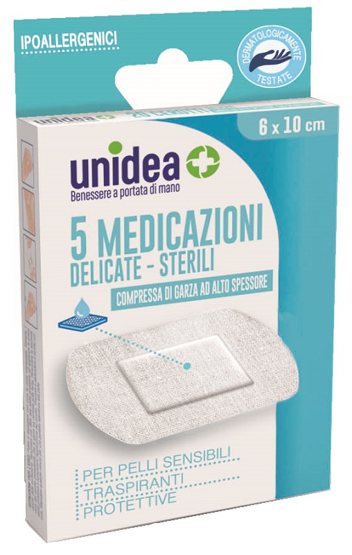 CEROTTO DI MEDICAZIONE CLASSICO STERILE UNIDEA CON SUPPORTO TNT 6X10 CM 5 PEZZI - Apotecalab srl
