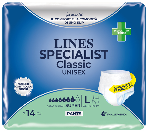PANNOLONE A MUTANDA LINES SPECIALIST CLASSIC PANTS SUPER L 14 PEZZI - Apotecalab srl