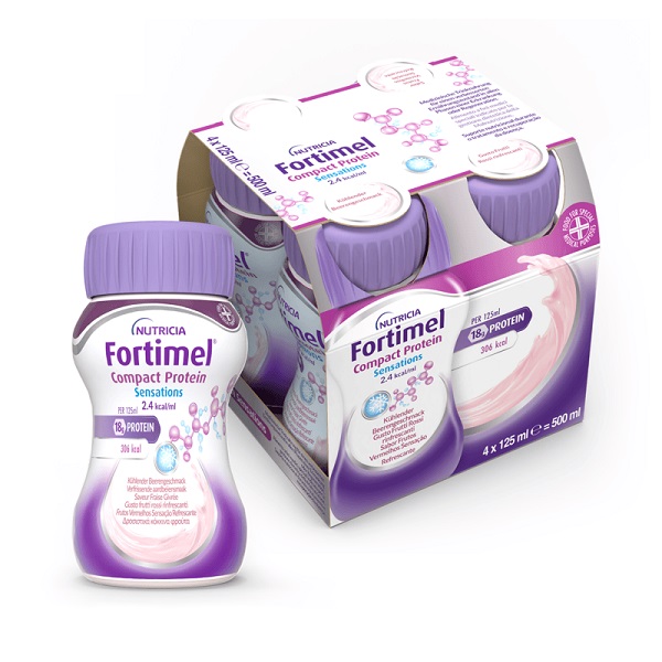 NUTRICIA FORTIMEL COMPACT PROTEIN GUSTO FRUTTI ROSSI RINFRESCANTI 4 BOTTIGLIE DA 125 ML - Apotecalab srl
