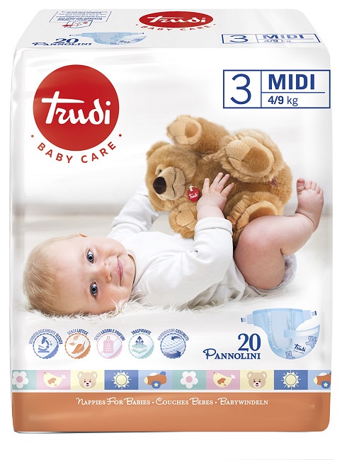 TRUDI BABY CARE PANNOLINO BAMBINI MIDI 4/9 KG 20 PEZZI - Apotecalab srl