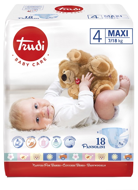 TRUDI BABY CARE PANNOLINO BAMBINI MAXI 7/18 KG 18 PEZZI - Apotecalab srl