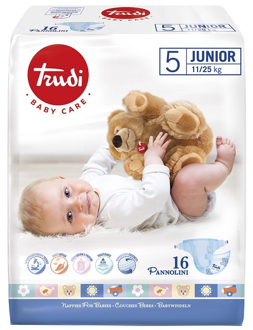 TRUDI BABY CARE PANNOLINO BAMBINI JUNIOR 11/25 KG 16 PEZZI - Apotecalab srl
