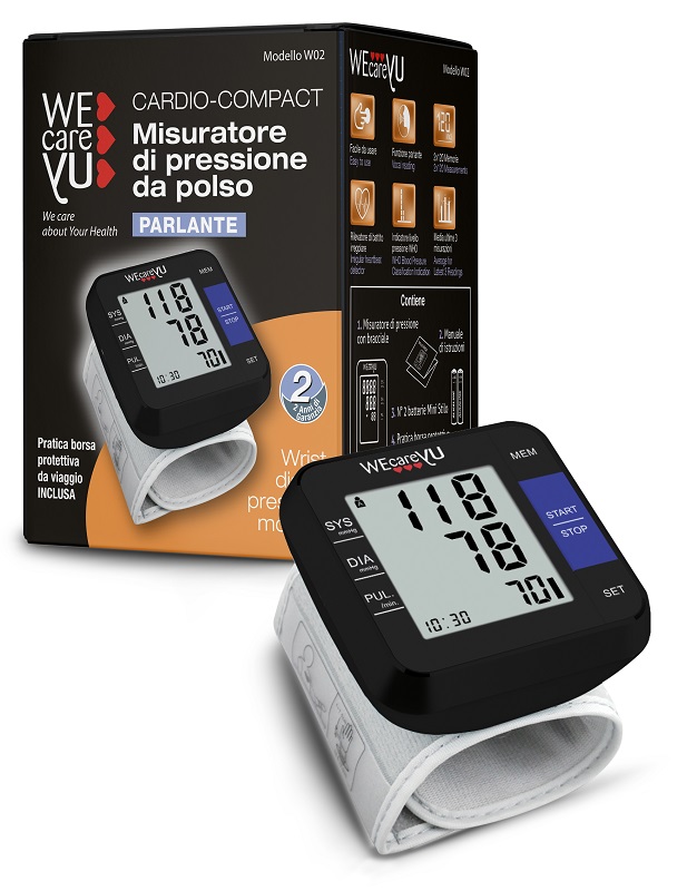 MISURATORE DI PRESSIONE DA BRACCIO PARLANTE WECAREYU CARDIO COMPACT - Apotecalab srl